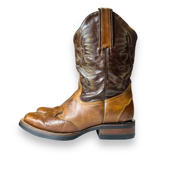 Delpos Cowboy Boots Mens Brown Western Two Tone Stitched Size 28 MEX (US 9.5) main image 5